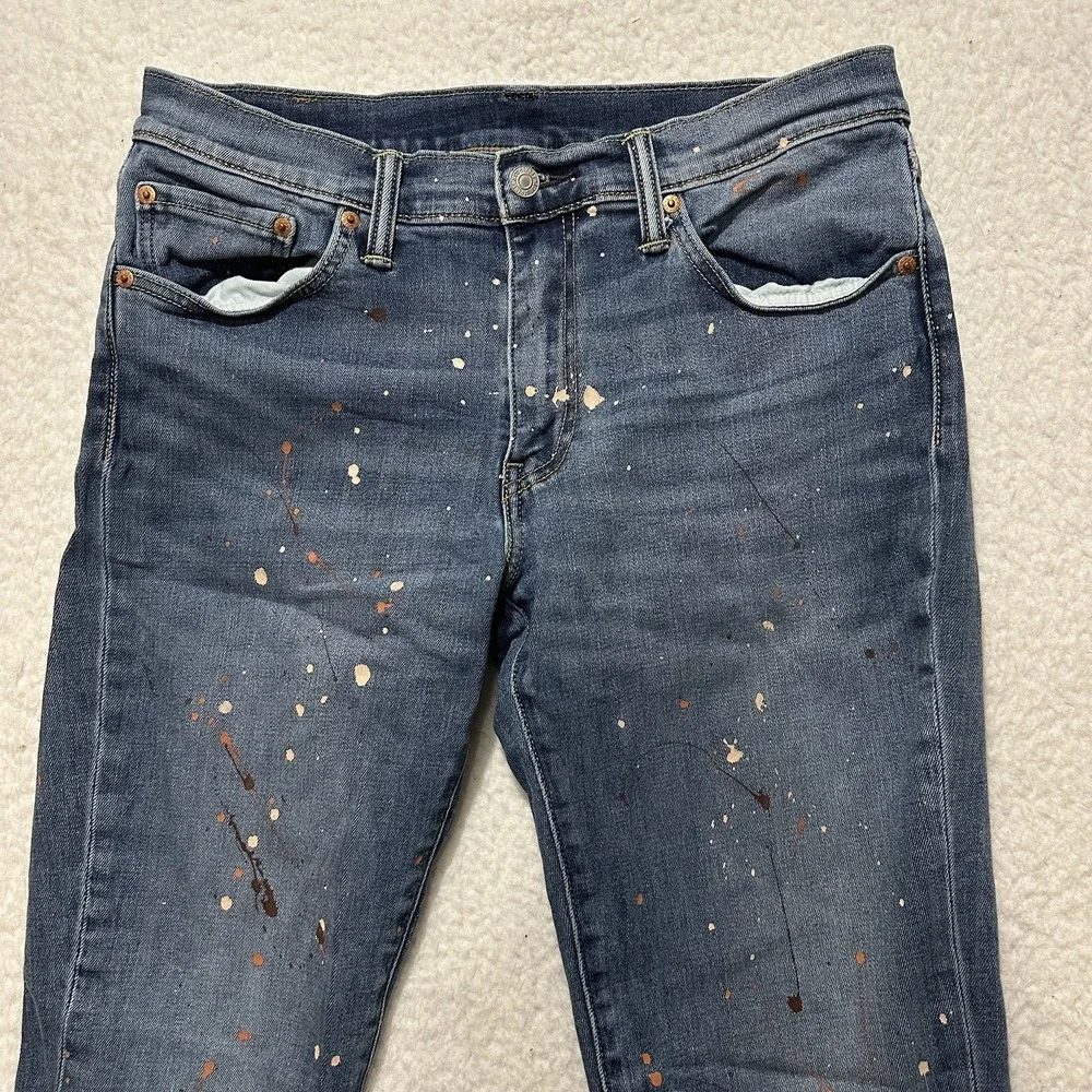 Levis 511 Jeans Tapered Stretch Cotton Classic Denim Blue Customized‎ Size 33
